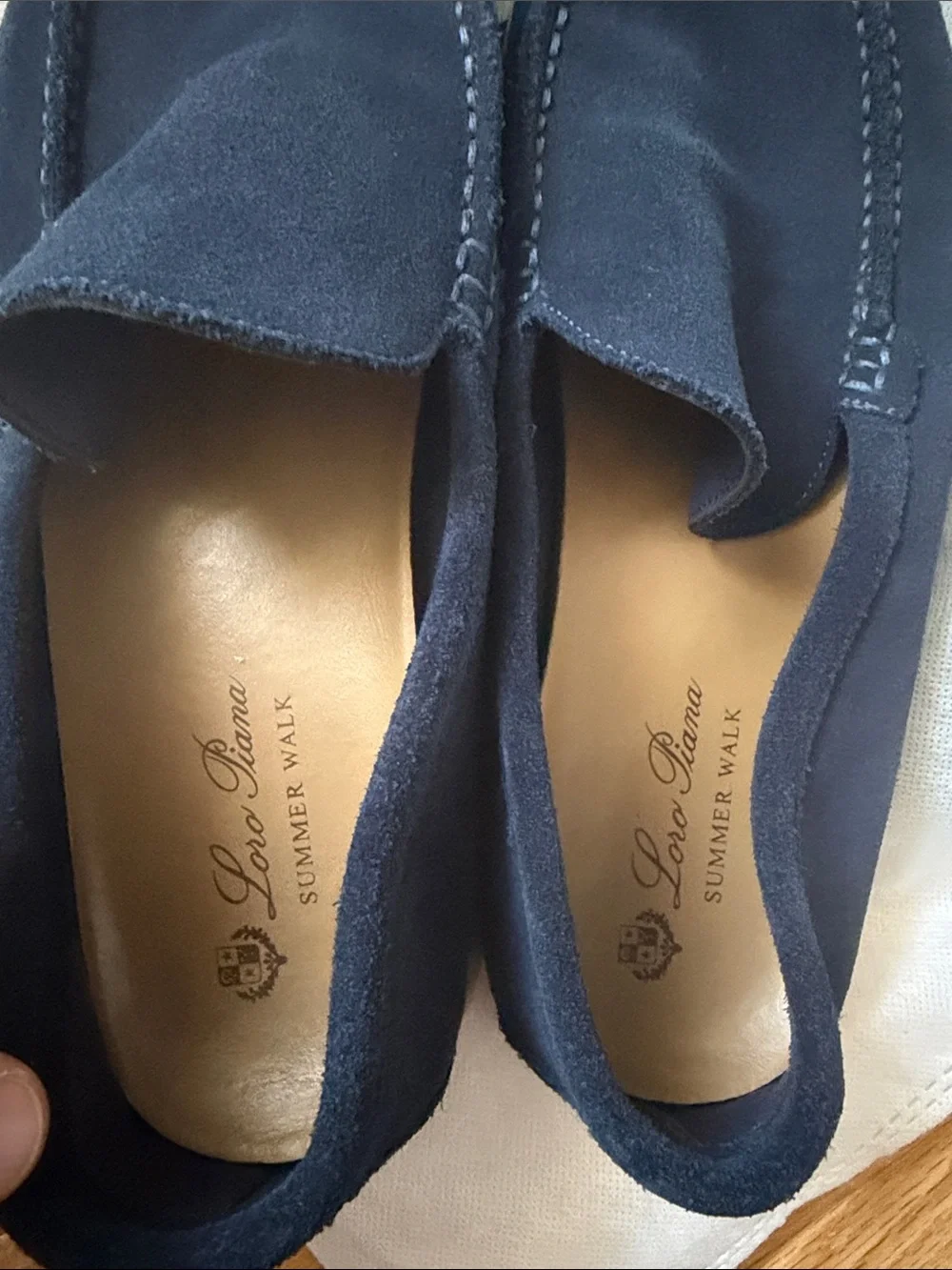 loro piana summer walk mens navy suede loafers made in italy sz 42 need repair